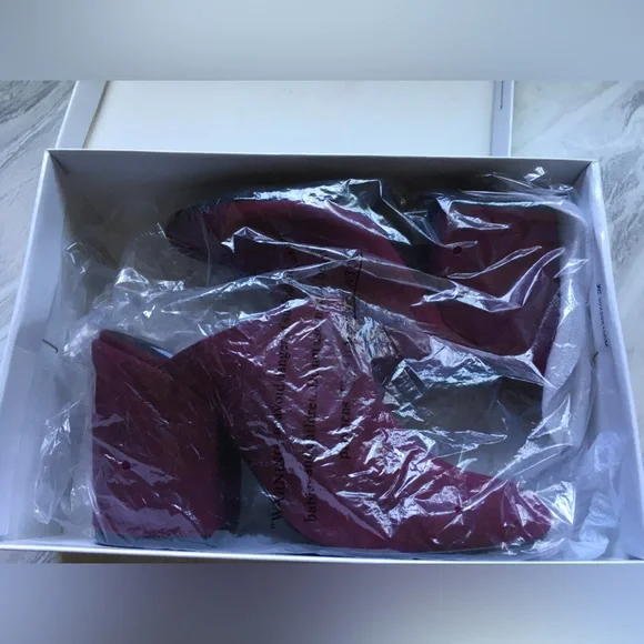 Burgundy Suede Clogs - Picture 2 of 10